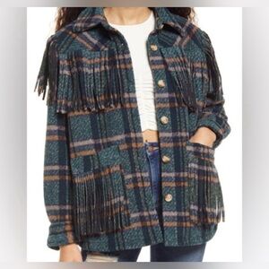 NWT Blank NYC x Anthropologie Fringe Button-Up Jacket